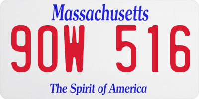 MA license plate 9OW516