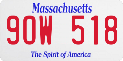 MA license plate 9OW518