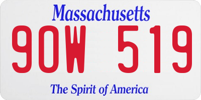 MA license plate 9OW519