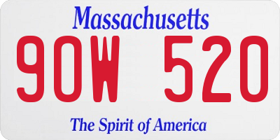 MA license plate 9OW520