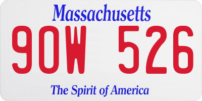 MA license plate 9OW526