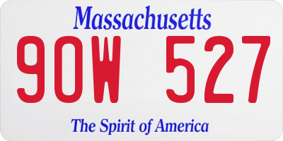 MA license plate 9OW527