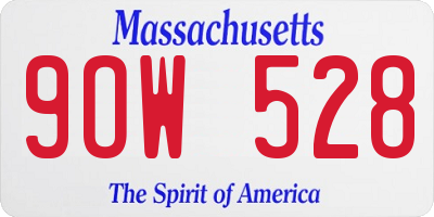 MA license plate 9OW528