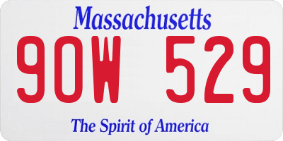 MA license plate 9OW529