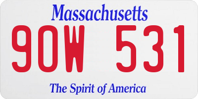 MA license plate 9OW531
