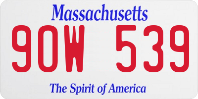 MA license plate 9OW539