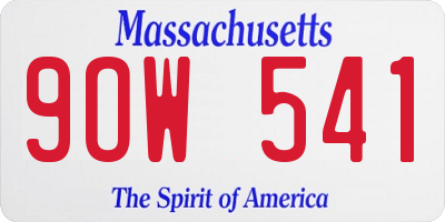 MA license plate 9OW541