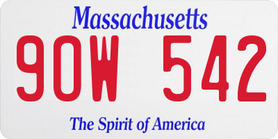MA license plate 9OW542