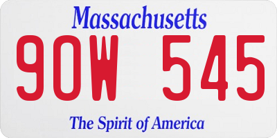 MA license plate 9OW545