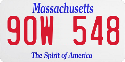 MA license plate 9OW548