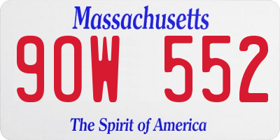 MA license plate 9OW552