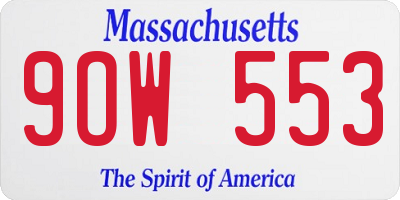 MA license plate 9OW553