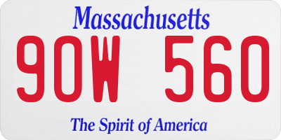 MA license plate 9OW560