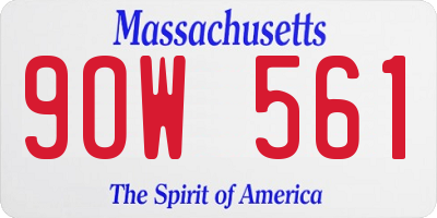 MA license plate 9OW561