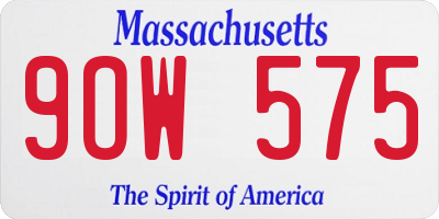 MA license plate 9OW575