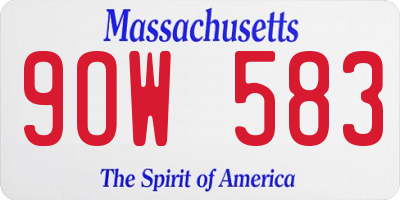 MA license plate 9OW583