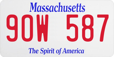 MA license plate 9OW587