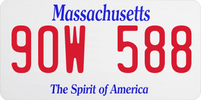 MA license plate 9OW588