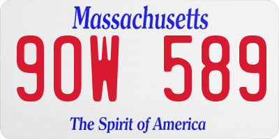 MA license plate 9OW589
