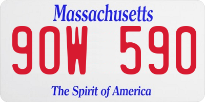 MA license plate 9OW590