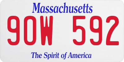 MA license plate 9OW592