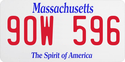 MA license plate 9OW596