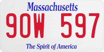 MA license plate 9OW597