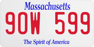 MA license plate 9OW599