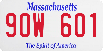 MA license plate 9OW601