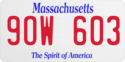 MA license plate 9OW603