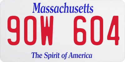 MA license plate 9OW604