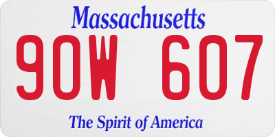 MA license plate 9OW607