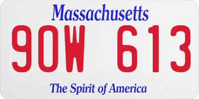 MA license plate 9OW613