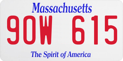MA license plate 9OW615