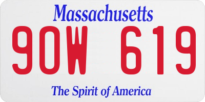 MA license plate 9OW619