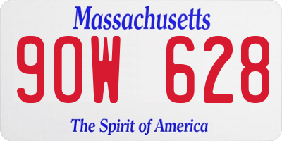 MA license plate 9OW628