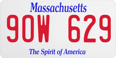 MA license plate 9OW629