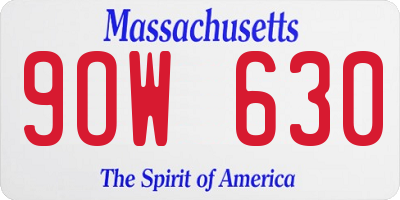 MA license plate 9OW630