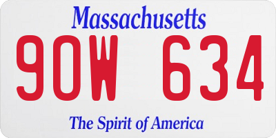 MA license plate 9OW634