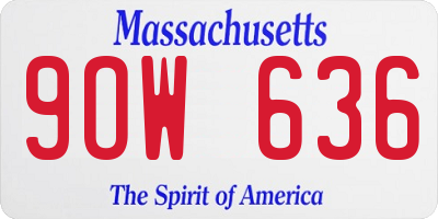 MA license plate 9OW636