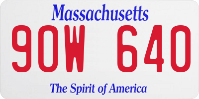 MA license plate 9OW640