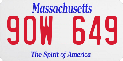 MA license plate 9OW649