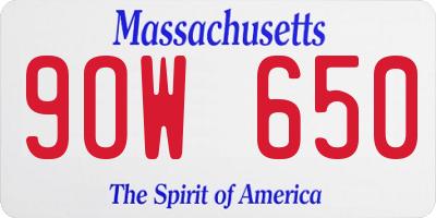 MA license plate 9OW650