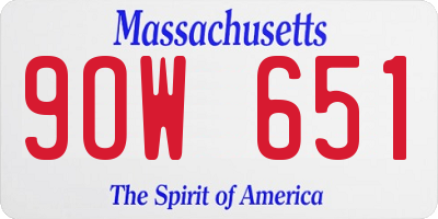 MA license plate 9OW651
