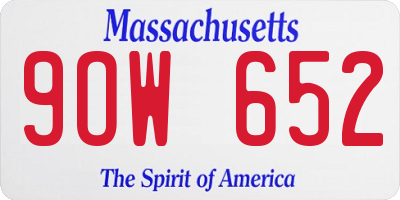 MA license plate 9OW652
