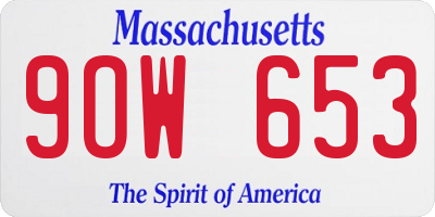 MA license plate 9OW653