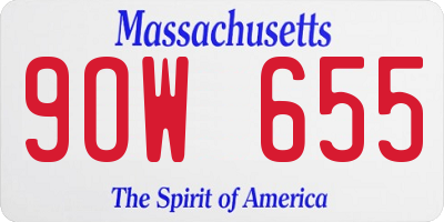 MA license plate 9OW655
