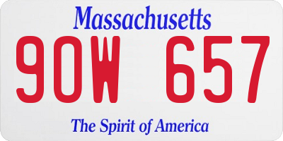MA license plate 9OW657