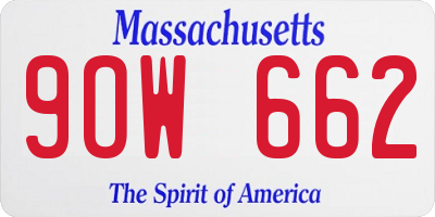 MA license plate 9OW662