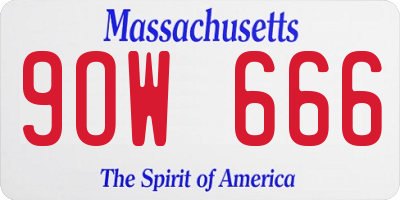MA license plate 9OW666
